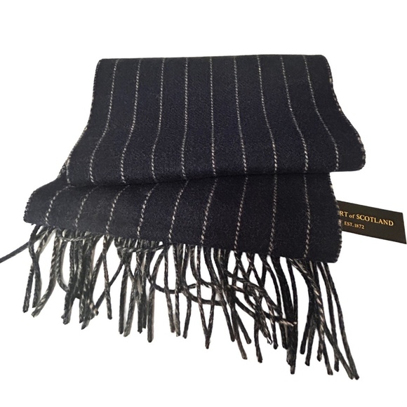 Stewart of Scotland Merino Wool Scarf Plaid Stripe Fringe Reversible Long UNISEX - Picture 6 of 9